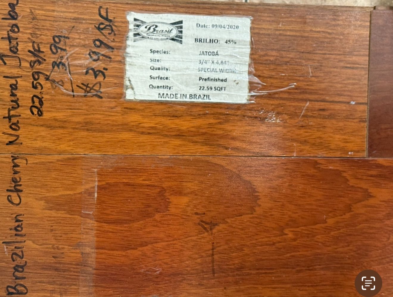 Brazilian Cherry Natural Jatoba (22.59 SF)