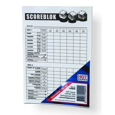 Yahtzee Scoreblok 100 vellen