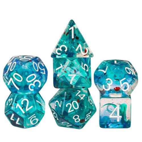Dice Set Swirl Folie Blauw/Groen/Rood