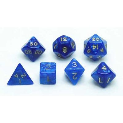 Dice Set Blue Marble Pearl