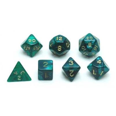 Dice Set Green Marble Pearl
