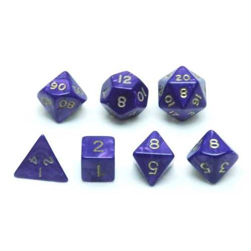 Dice Set Purple Marble Pearl