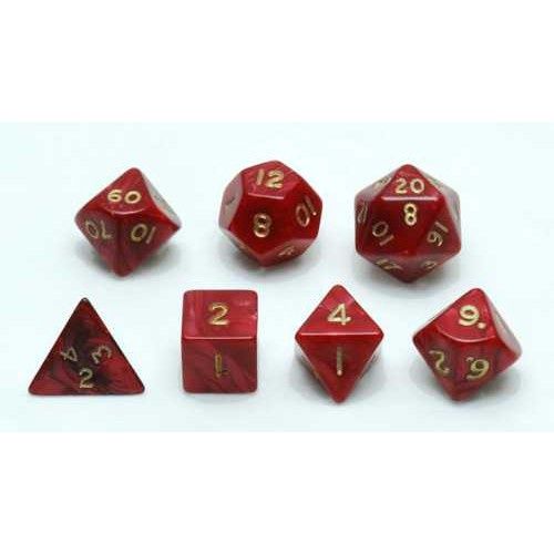 Dice Set Red Marble Pearl