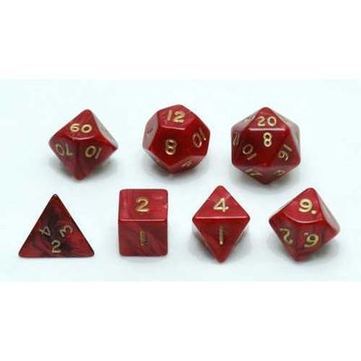 Dice Set Red Marble Pearl