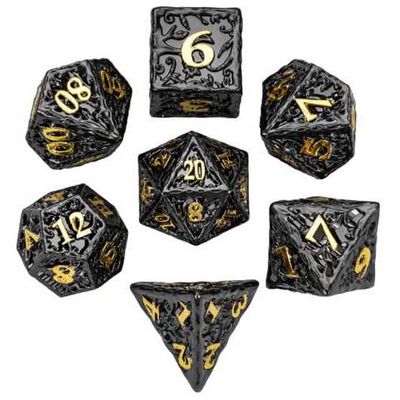 Dice-Set Metal Black Gold