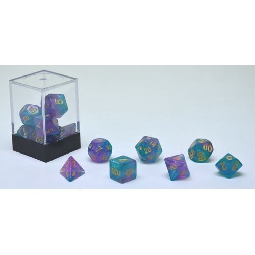 Dice Set Stardust Aqua Paars