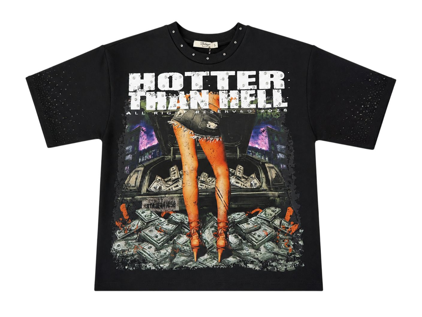 HOTTER THAN HELL CROPPED TEE, Color: Black, Size: S