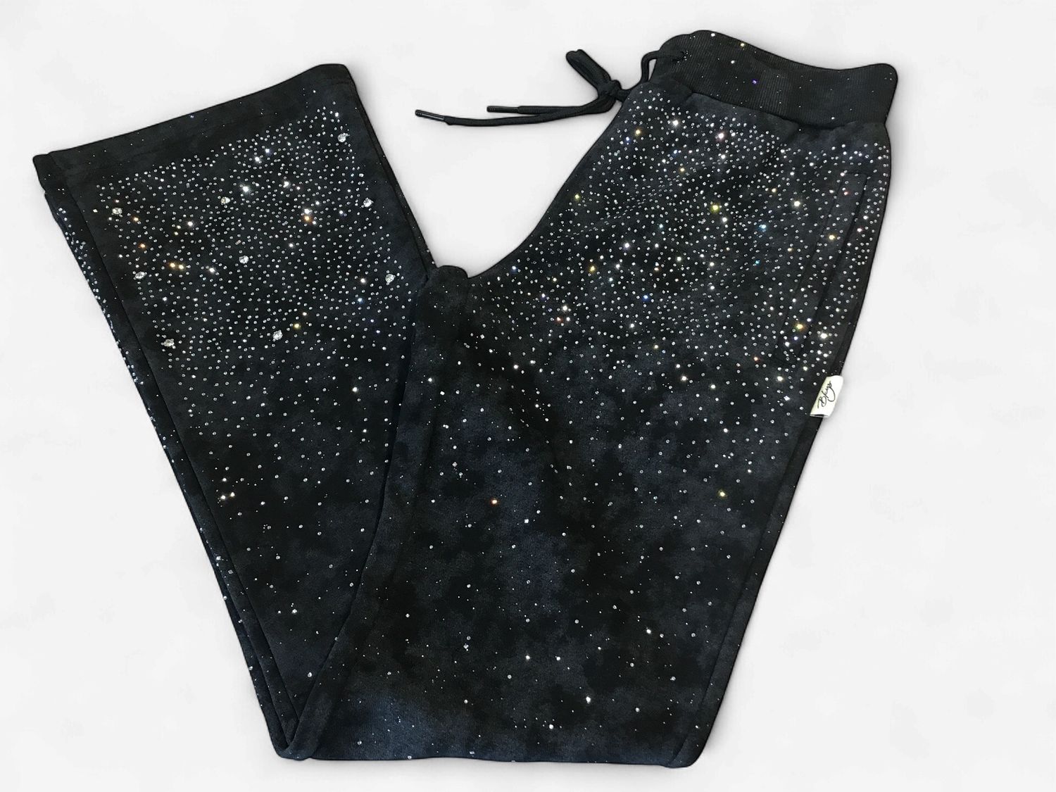 STONE RIVET STACKED PANTS, Color: Black, Size: S