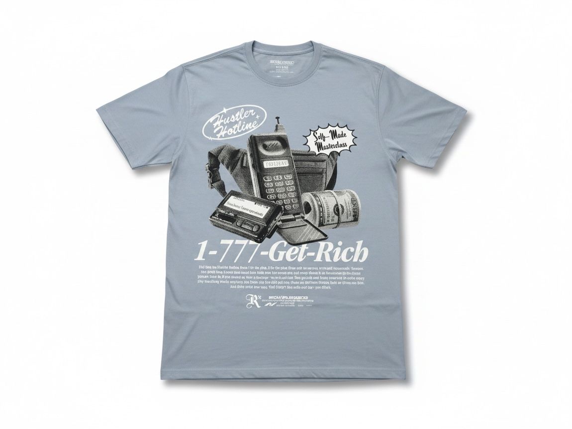 HUSTLE HOTLINE, Color: Light Blue, Size: S