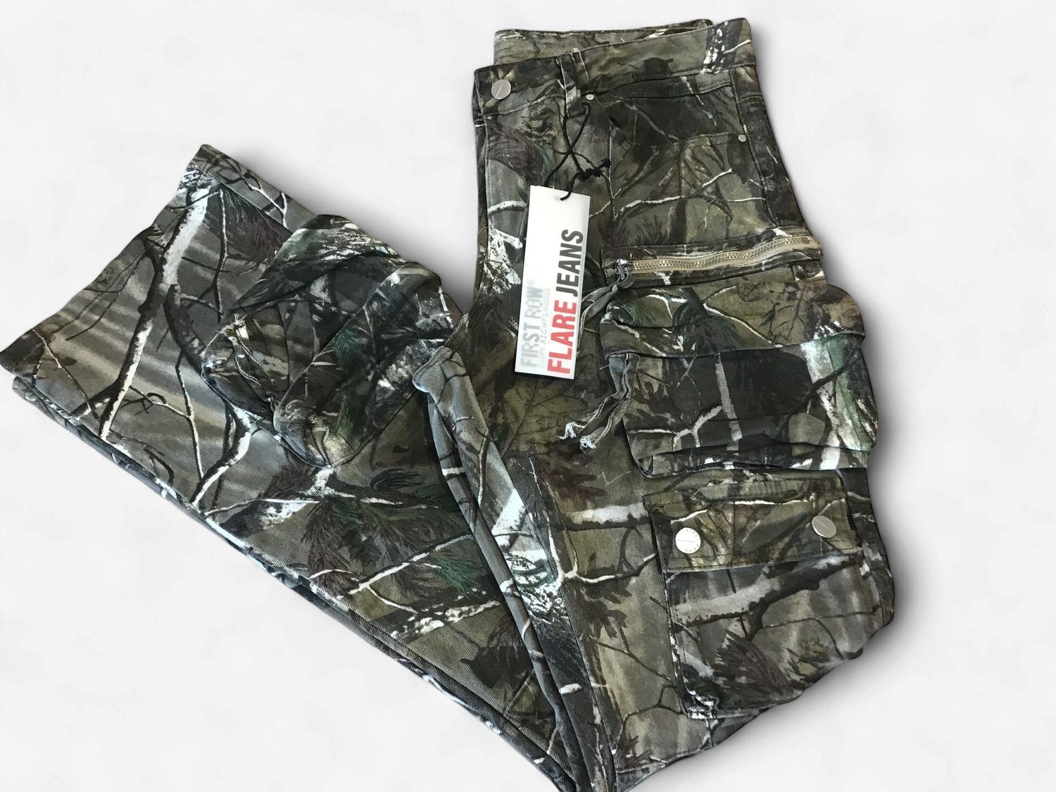 CAMOUFLAGE CARGO JEANS, Color: Camouflage, Size: 30
