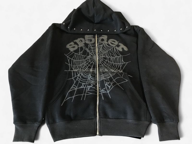 SP5DER BLACK ZIP HOODIE