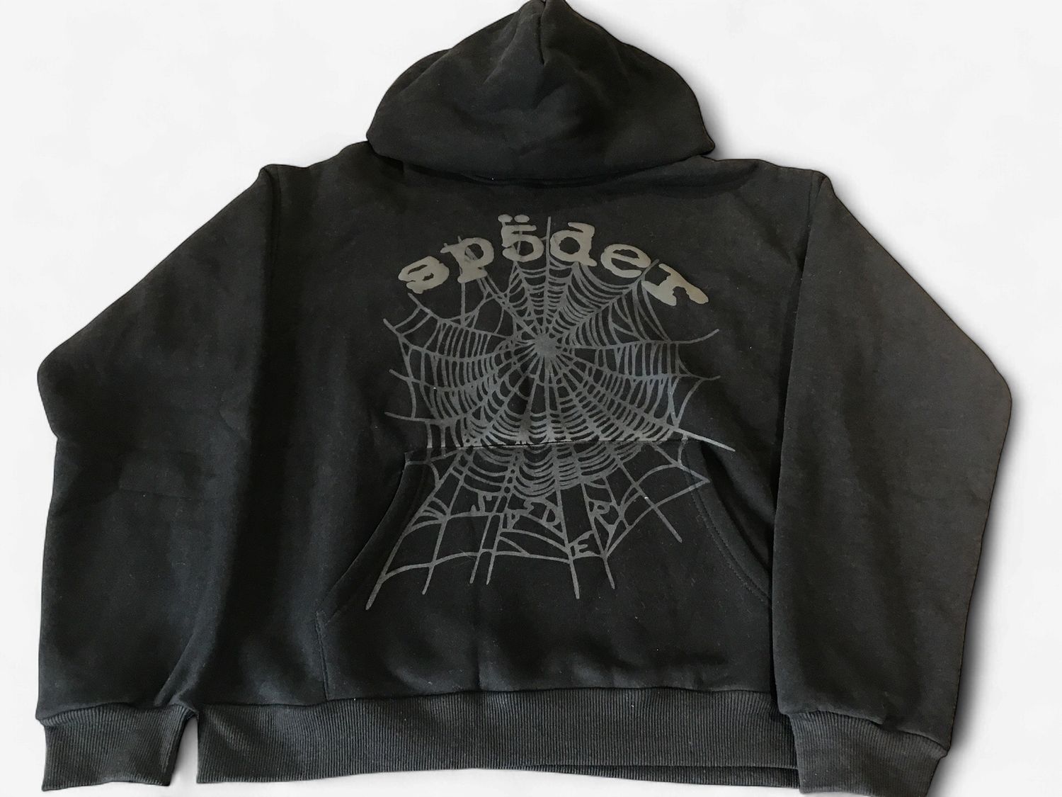 SP5DER BLACK WEB HOODIE, Color: Black, Size: M