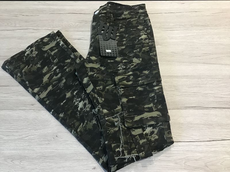 Stylo- Olive Camo Stacked Jeans