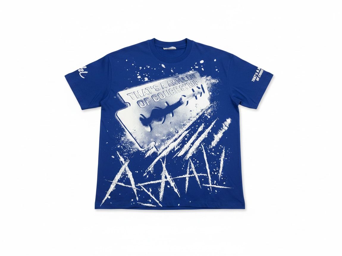 ALOCS "Asaali X Cough syrup" T-shirt, Color: Blue, Size: S