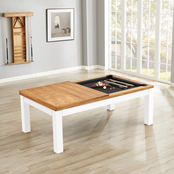 7ft Penelope II Pool Table in Acacia & White with Dining Top