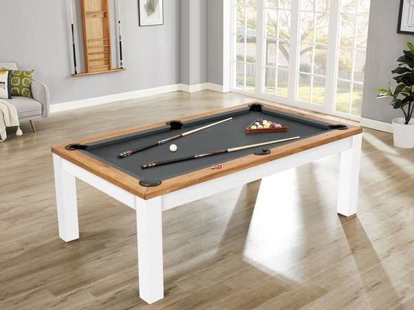 7ft Penelope II Pool Table in Acacia & White with Dining Top