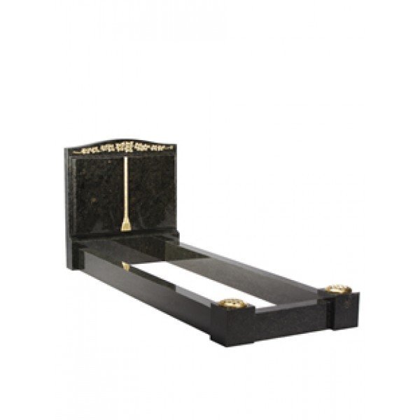 EC105 Green Galaxy Granite Headstone and Kerb Memorial