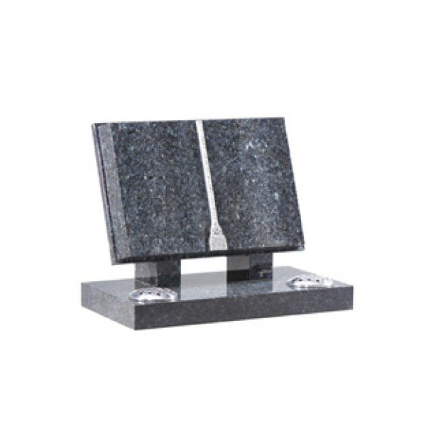 EC130 Blue Pearl Granite book with a finely carved cord and tassel and shaped pages