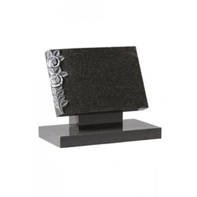 EC131 Dark Grey Granite raised tablet with hand carved and highlighted roses