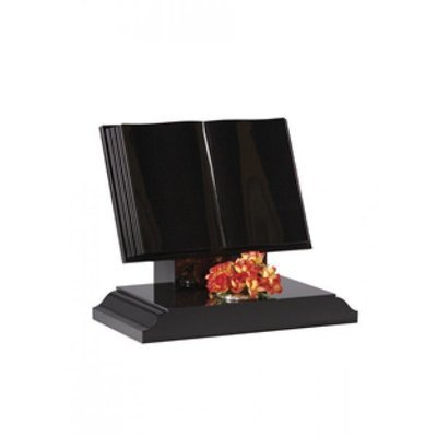 EC134 Black Granite traditional style book with stepped and polished page edges and half ogee moulded edges on the base.