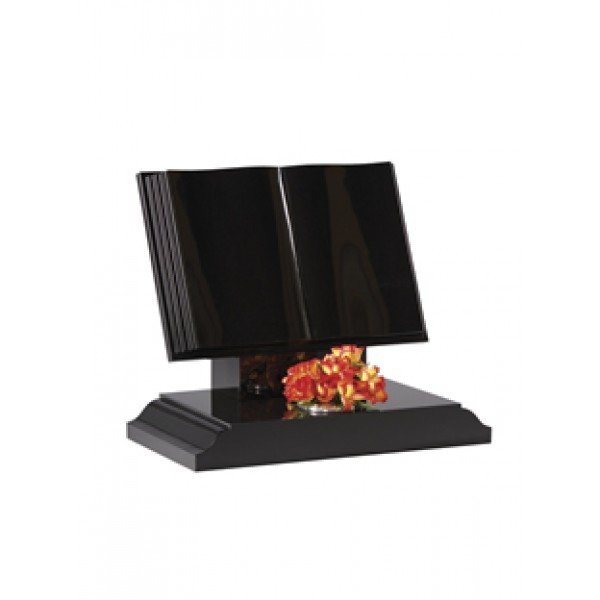 EC134 Black Granite traditional style book with stepped and polished page edges and half ogee moulded edges on the base.