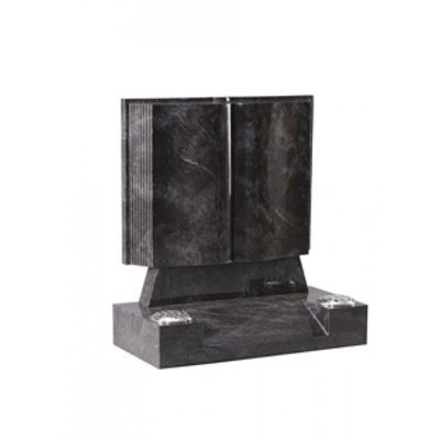EC137 Bahama Blue Granite Book with stepped and polished page edges and centre splay base.