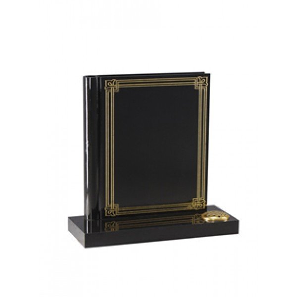 EC140 Black Granite &quot;Book of Life&quot; with a gilded decorative border.