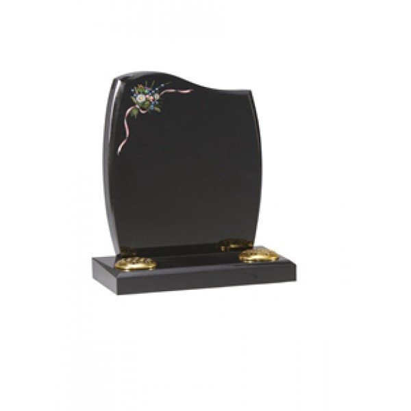 EC3 Black Granite headstone with centre splay base. Personalised designs can be added.