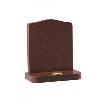 EC40 Ruby Red Granite headstone with ogee top and rounded corners. With matching corners on base.