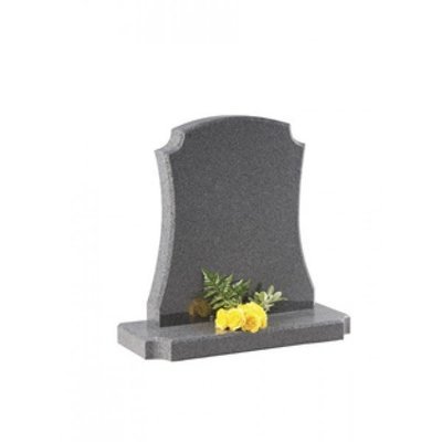 EC9 Dark Grey headstone with shaped sides and chamfers and shaped base.