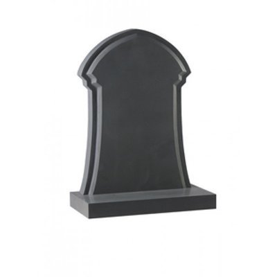 EC175 Honed Black Granite Gothic style headstone with raised face.