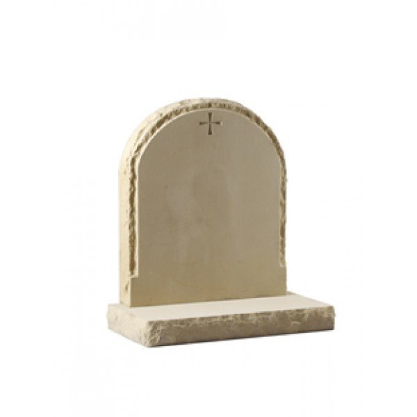 EC180 York Stone memorial with a natural pitched edge and margin.