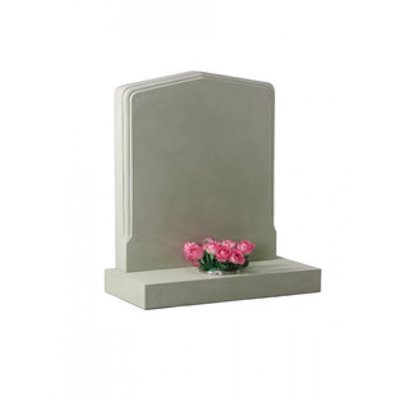 EC181 Grey York Stone headstone with a moulded profile around the edge.
