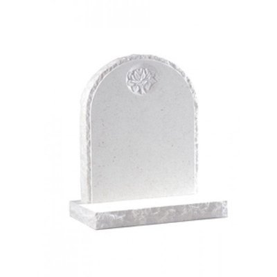 EC182 Nabresina headstone with natural pitched edges and a carved rose panel.