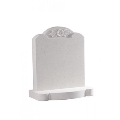 EC185 Nabresina headstone with triple round top and carved rose design. Base shaped to match top of headstone.