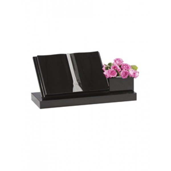 EC240 Black Granite Cremation Book and Vase Memorial