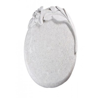 EC258 Rose White Granite Rounded Tablet with Carved Lily