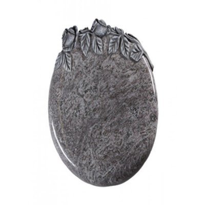 EC259 Bahama Blue Granite Rounded Cremation Tablet with Carved Rose
