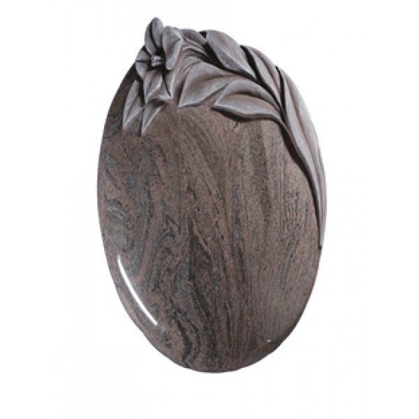 EC260 Paradiso Granite Rounded Cremation Tablet with Carved Lily