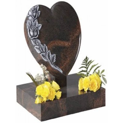 EC151 Aurora Granite heart rest and base with an exclusive design of hand carved roses.