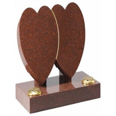 EC152 Ruby Red Granite double hearts entwined signifying undying love.