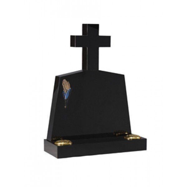 EC212 Black Granite Cross and Die Memorial