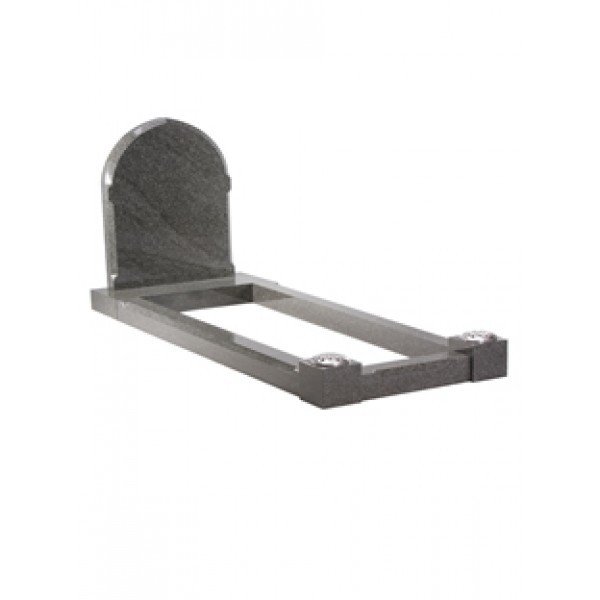 EC110 Grey Granite Traditional Headstone and Kerb Memorial