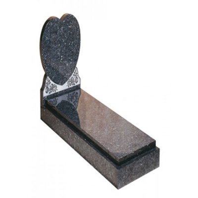 EC114 Blue pearl Granite Heart Headstone and Kerbs with Cover Slab