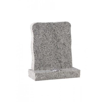 EC61 Light Grey Granite traditional boulder style memorial with rustic edges.