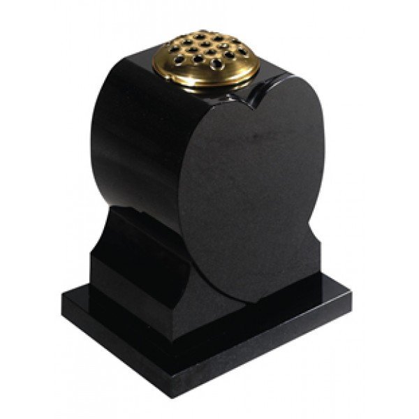 EC275 Black Granite Shaped Vase with Base Plate