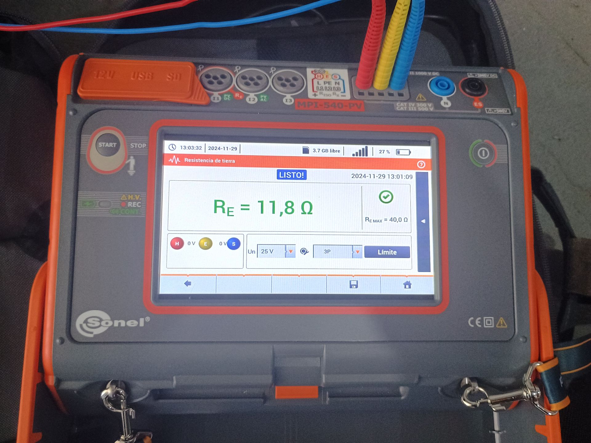 Medición de puesta a tierra y continuidad de las masas SRT 900/15 Tarea mínima.