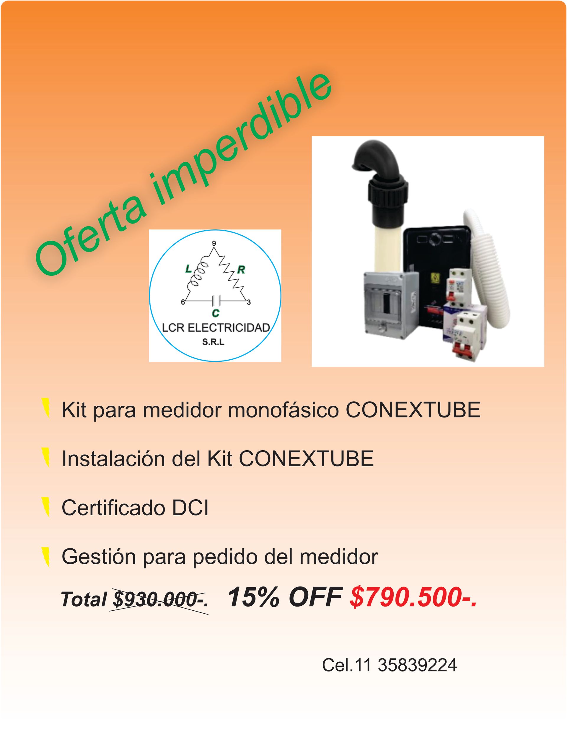 Kit para pilar monofásico + instalación + DCI + gestión para la conexión del medidor.