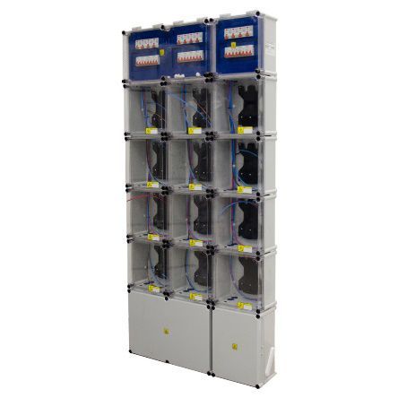 Gabinete acoplable de 12 medidores monofásicos TM 32A - ID 40A - 10mm/2 CONEXTUBE.  Precio instalado.