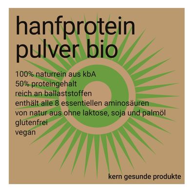 Hanfprotein-pulver, bio, 50% Protein, 500 g